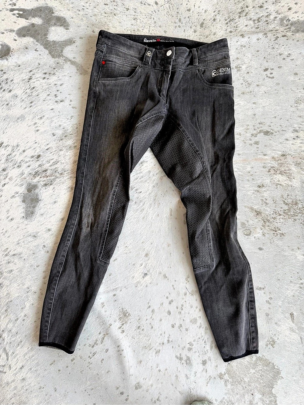 Equestrian: Cavallo Denim Full Seat Riding Breeches Gray Jeans Size 28 L Very Go